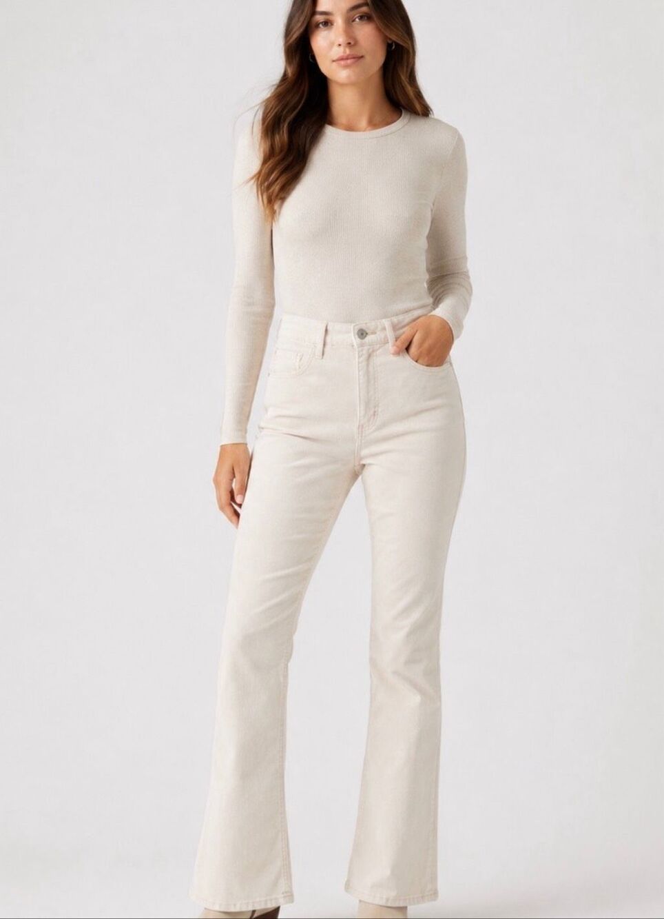 Levi’s 721 High Rise Boot Cut Corduroy Jeans Cream Size 28